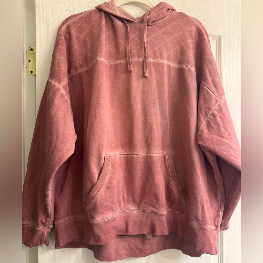 Torrid Pink Relaxed Super Soft Fleece Quilted Drop Shoulder Hoodie - size 0X
